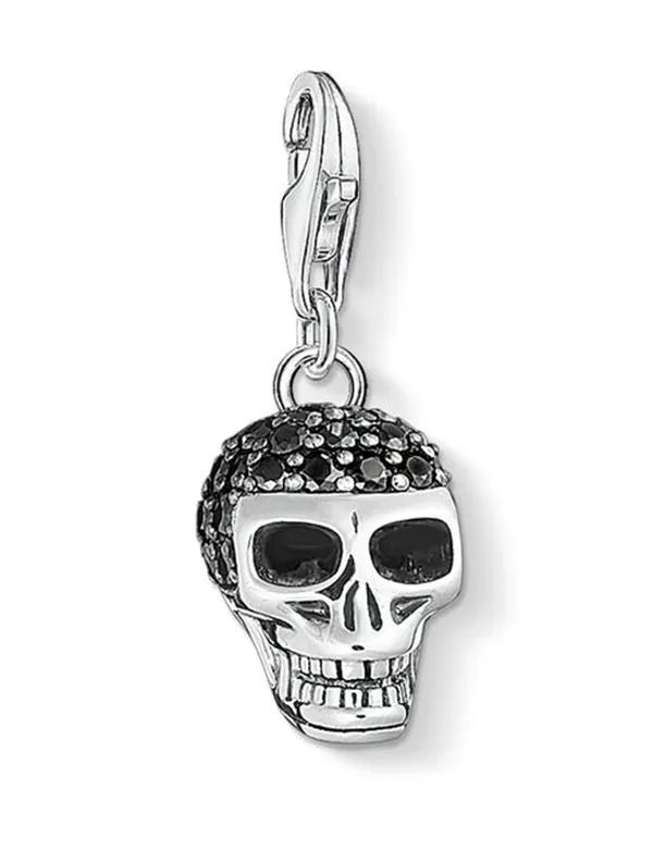 Thomas Sabo Sterling Silver & Black C.Z Pave Skull Charm 1547-643-11