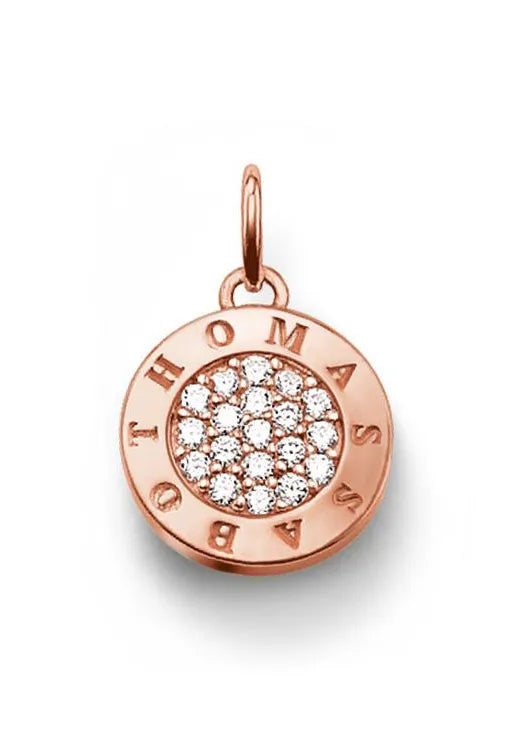 Thomas Sabo Glam And Soul Sterling Silver Cubic Zirconia Rose Gold Plated Disc Pendant PE556-416-14