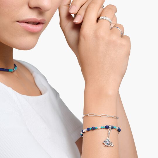 Thomas Sabo Sterling Silver & Cubic Zirconia Fish with Blue Stones Charm 1884-945-7