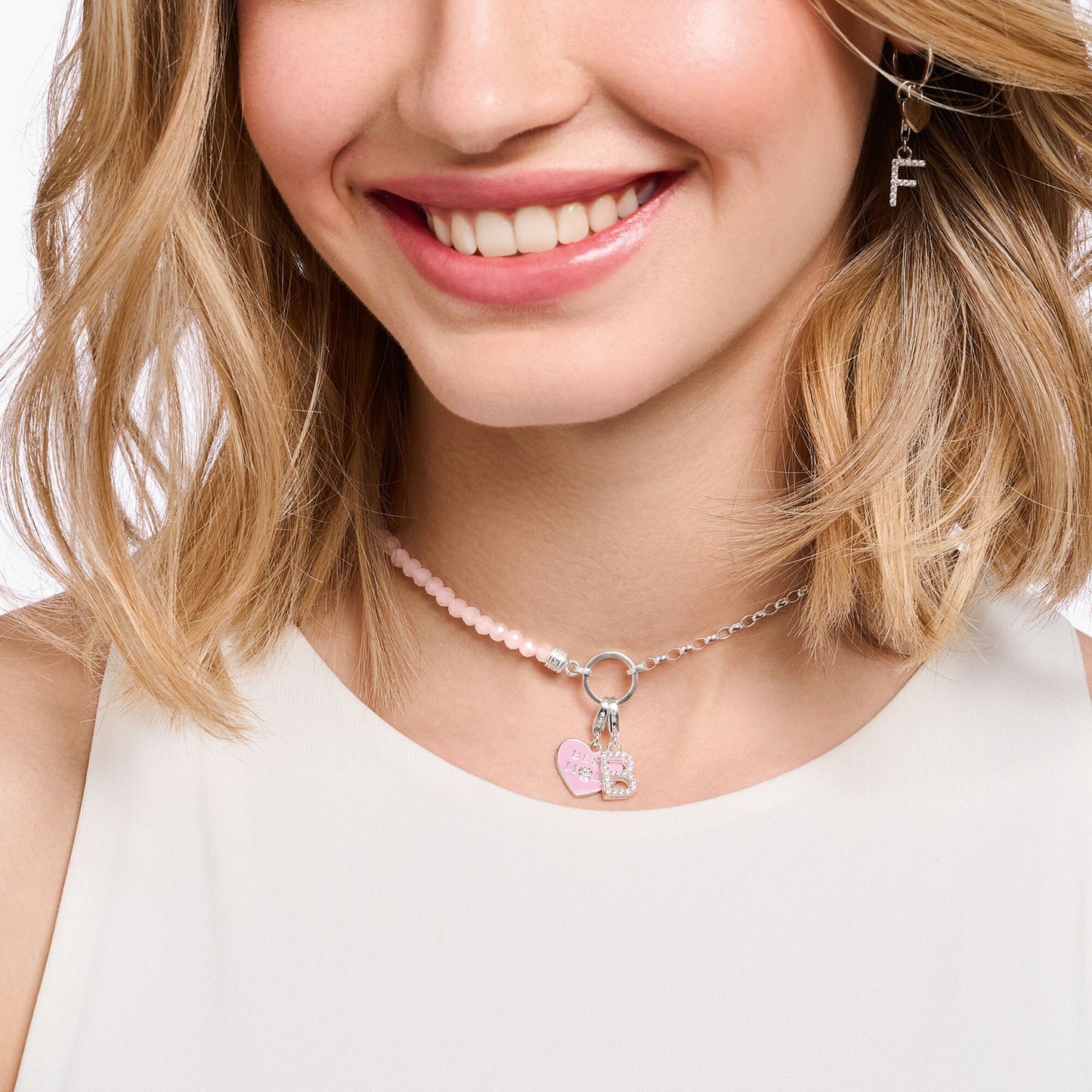 Thomas Sabo Charm Pendant Pink Heart With Best Mom Silver 2021-007-9