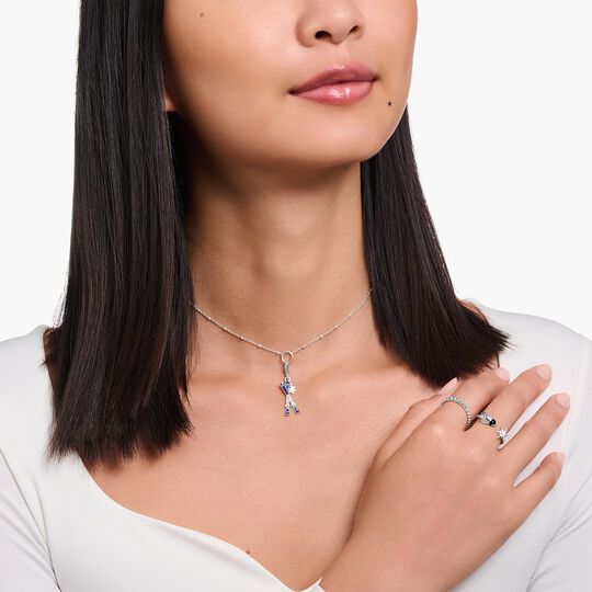 Thomas Sabo Sterling Silver Charm Crossed Ski with Blue Cold Enamel 2059-041-32