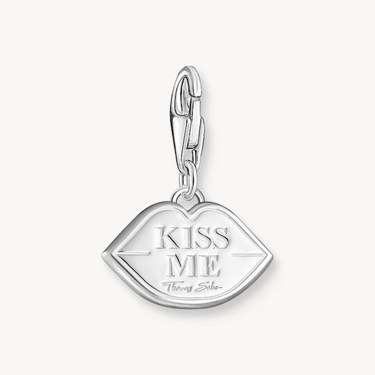 Thomas Sabo Sterling Silver Charm Pendant In Shape Of Red Kissable Lips 2068-664-10)
