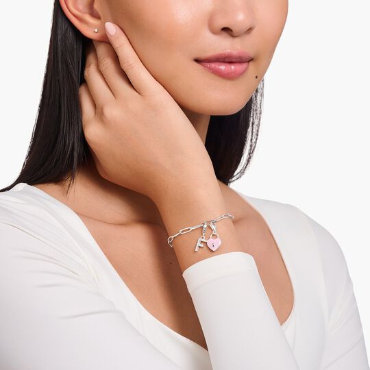 Thomas Sabo Sterling Silver Pink Cold EnamelThree-Dimensional Heart Charm 2071-691-9