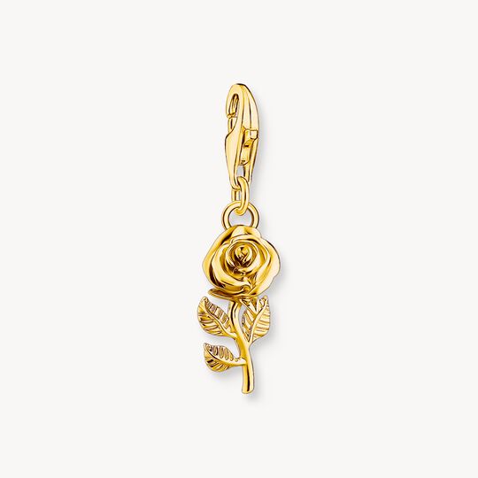 Thomas Sabo Sterling Silver Gold-Plated Charm Pendant In Rose Design 2077-413-39