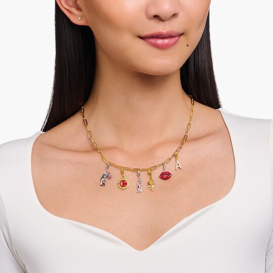 Thomas Sabo Sterling Silver Gold-Plated Charm Pendant In Rose Design 2077-413-39