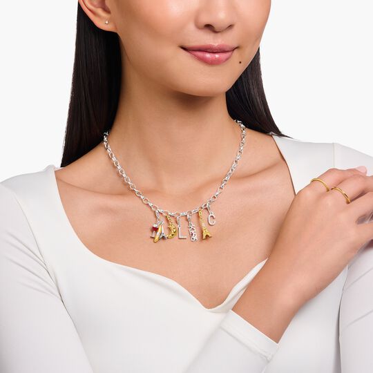 Thomas Sabo Sterling Silver 18K Gold-Plated Charm Pendant In Croissant Design 2079-413-39