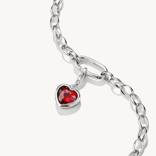 Thomas Sabo Sterling Silver Charm Pendant With Red Stone In Heart-Shape Charm 2094-699-10