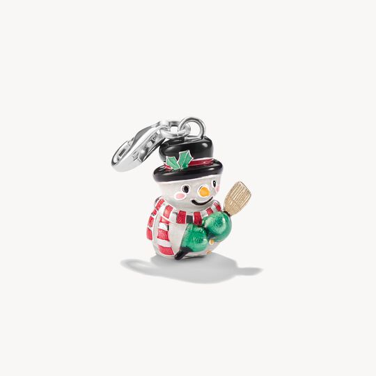 Thomas Sabo Sterling Silver Cold Enamel Snowman Charm Pendant 2195-007-7