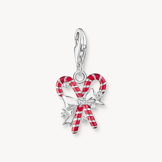 Thomas Sabo Sterling Silver Cold Enamel Red Candy Canes Charm Pendant 2197-041-7