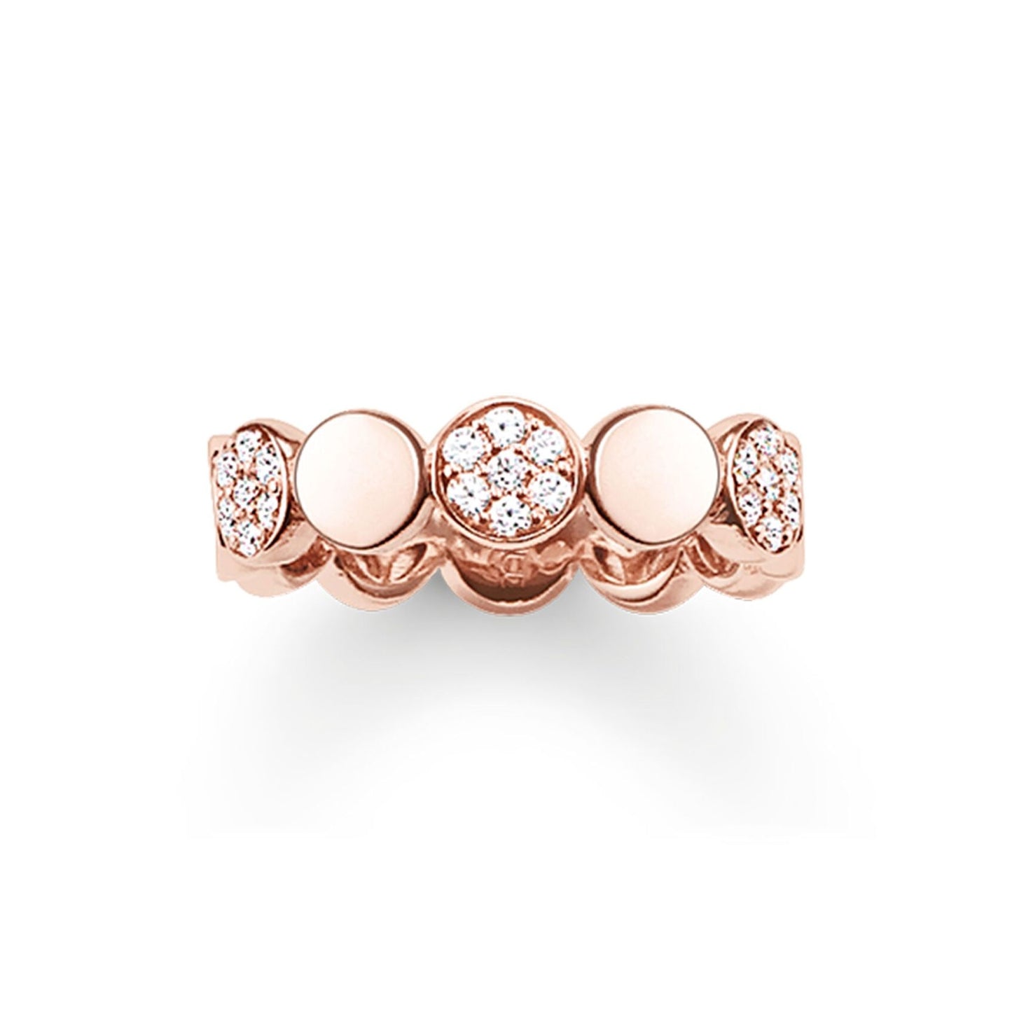 Thomas Sabo Sterling Silver Cubic Zirconia Rose Gold Plated Bubble Ring Size56 TR2048-416-14