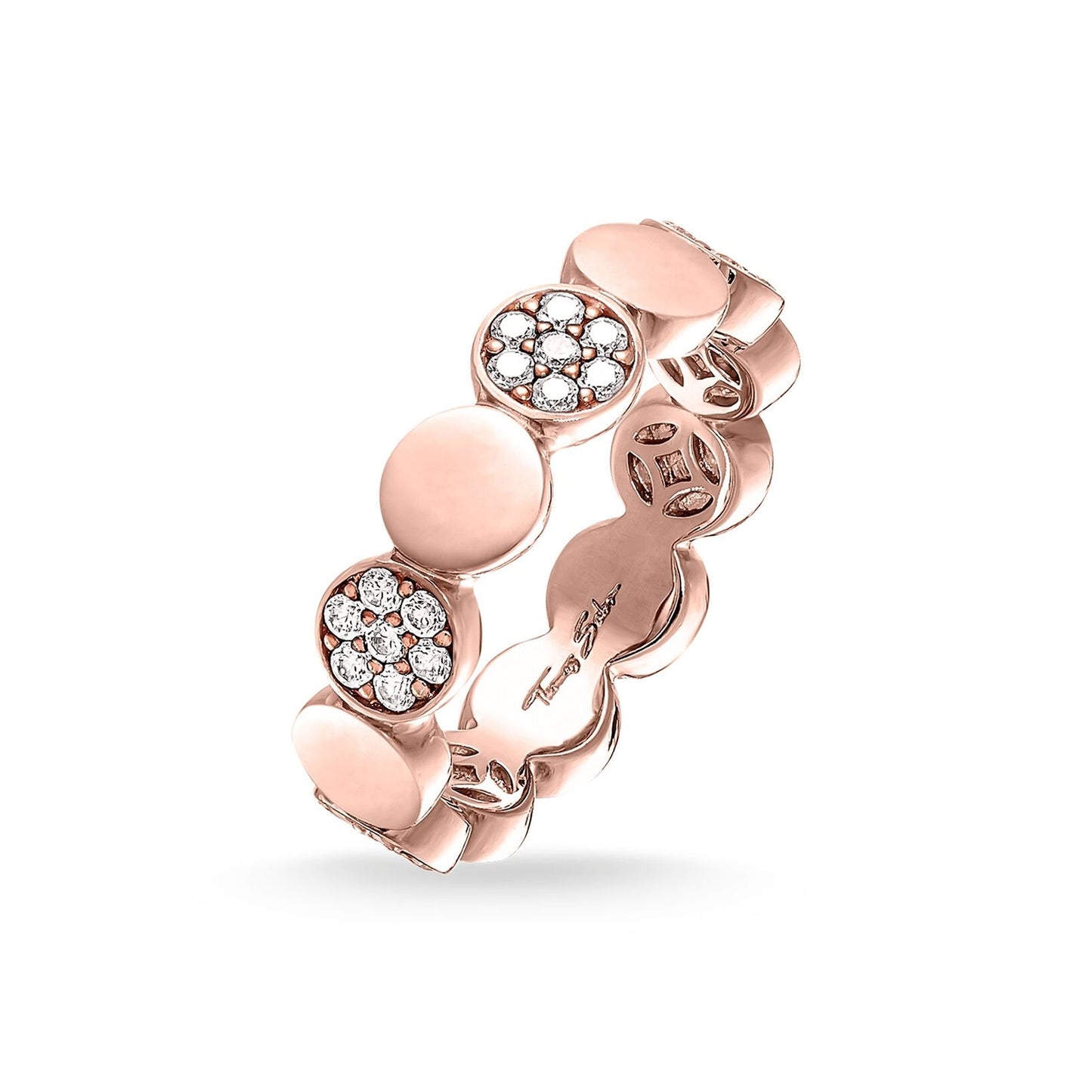 Thomas Sabo Sterling Silver Cubic Zirconia Rose Gold Plated Bubble Ring Size56 TR2048-416-14