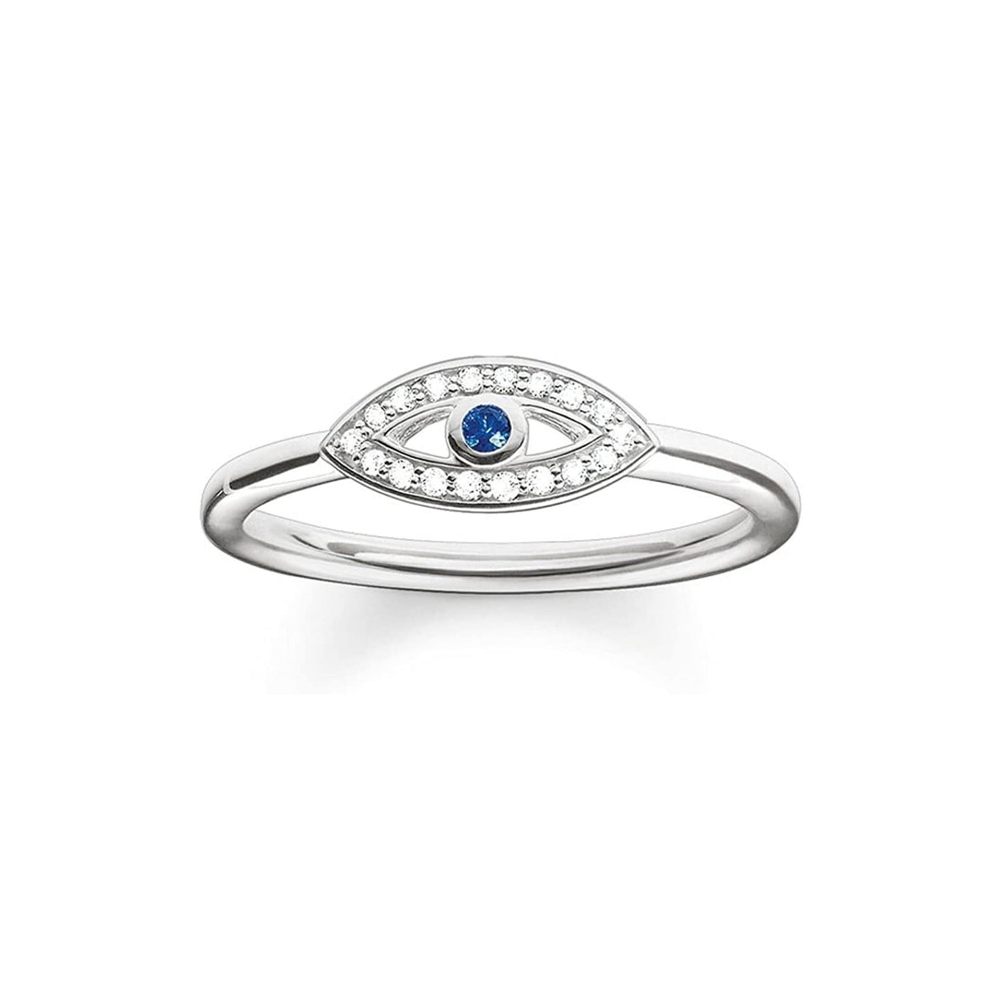 Thomas Sabo Sterling Silver Cubic Zirconia Synthetic Blue Spinel Nazar Eye Ring TR2075-412-32