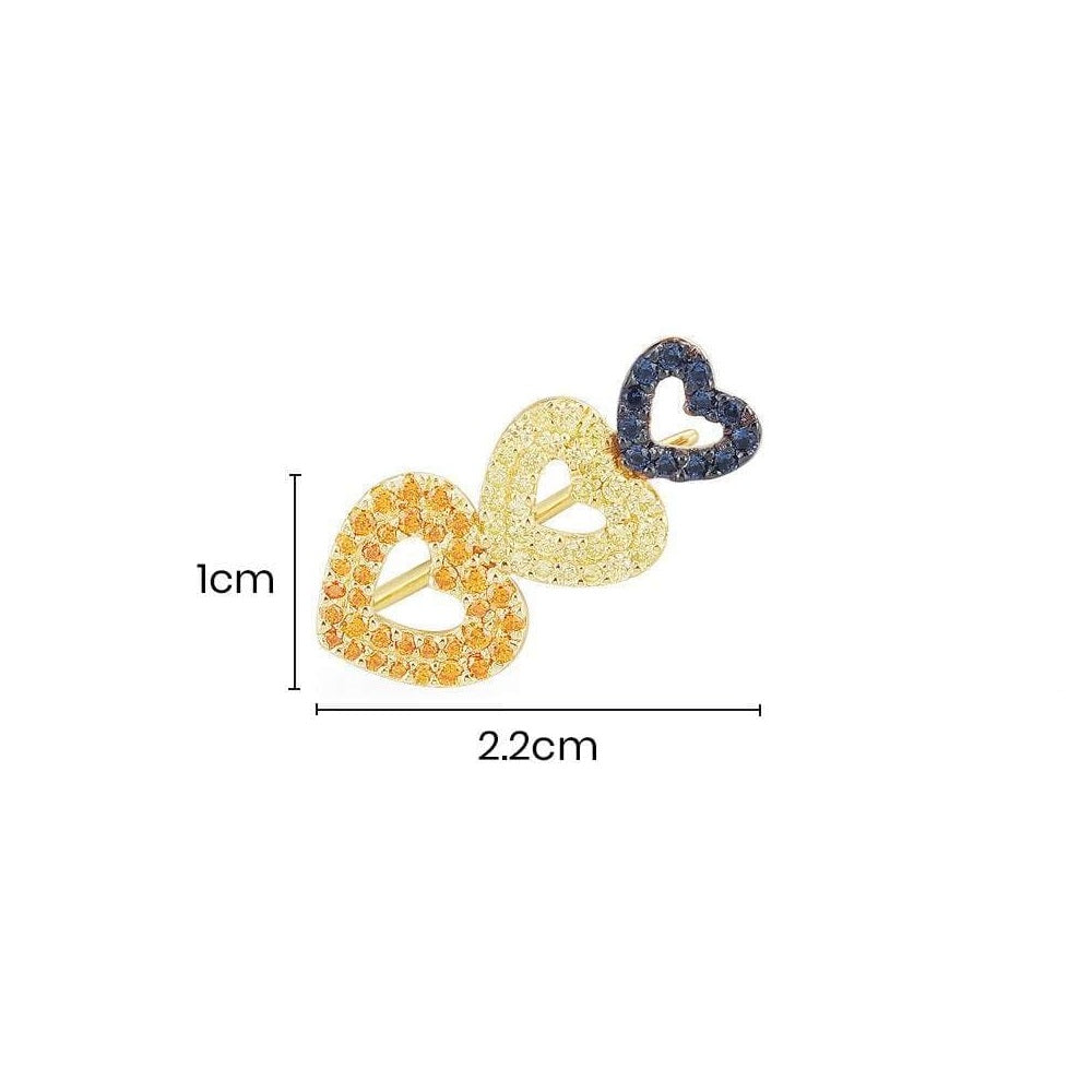 APM Single Triple Heart Earring Silver Gold-Plated AE12723MY
