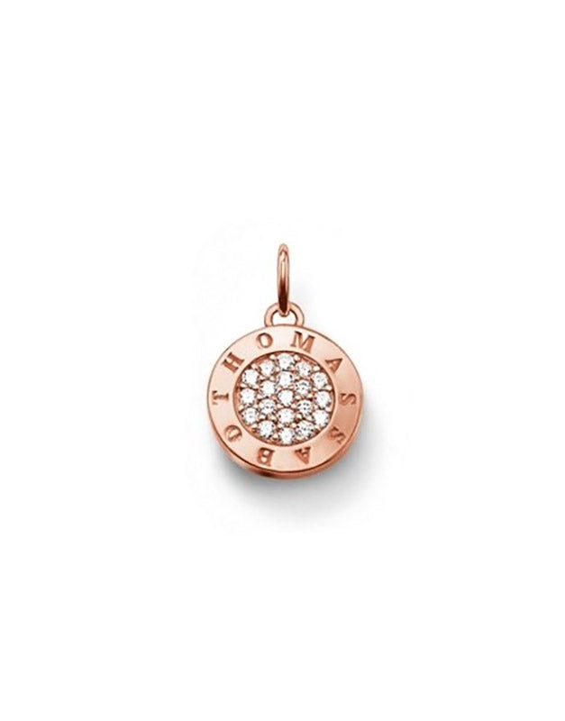 Thomas Sabo Glam And Soul Sterling Silver Cubic Zirconia Rose Gold Plated Disc Pendant PE556-416-14