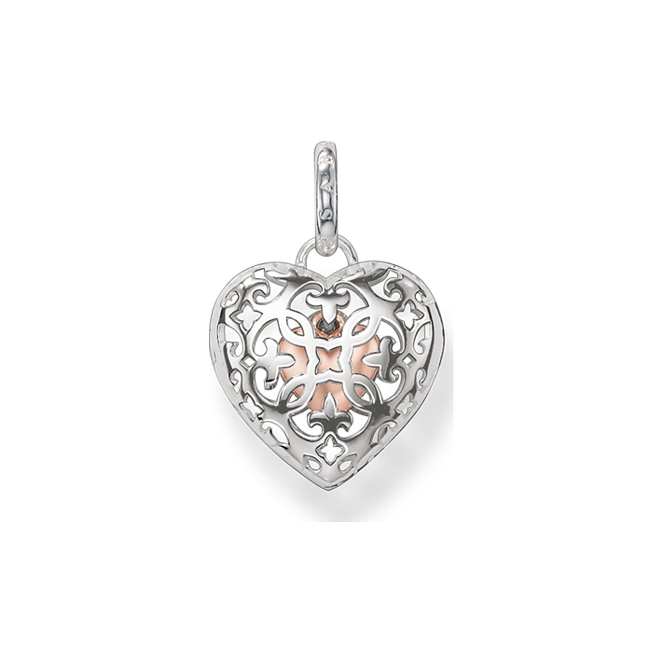 Thomas Sabo Sterling Silver Heart Locket with Rose Gold Plated Heart Necklace PE704-415-12
