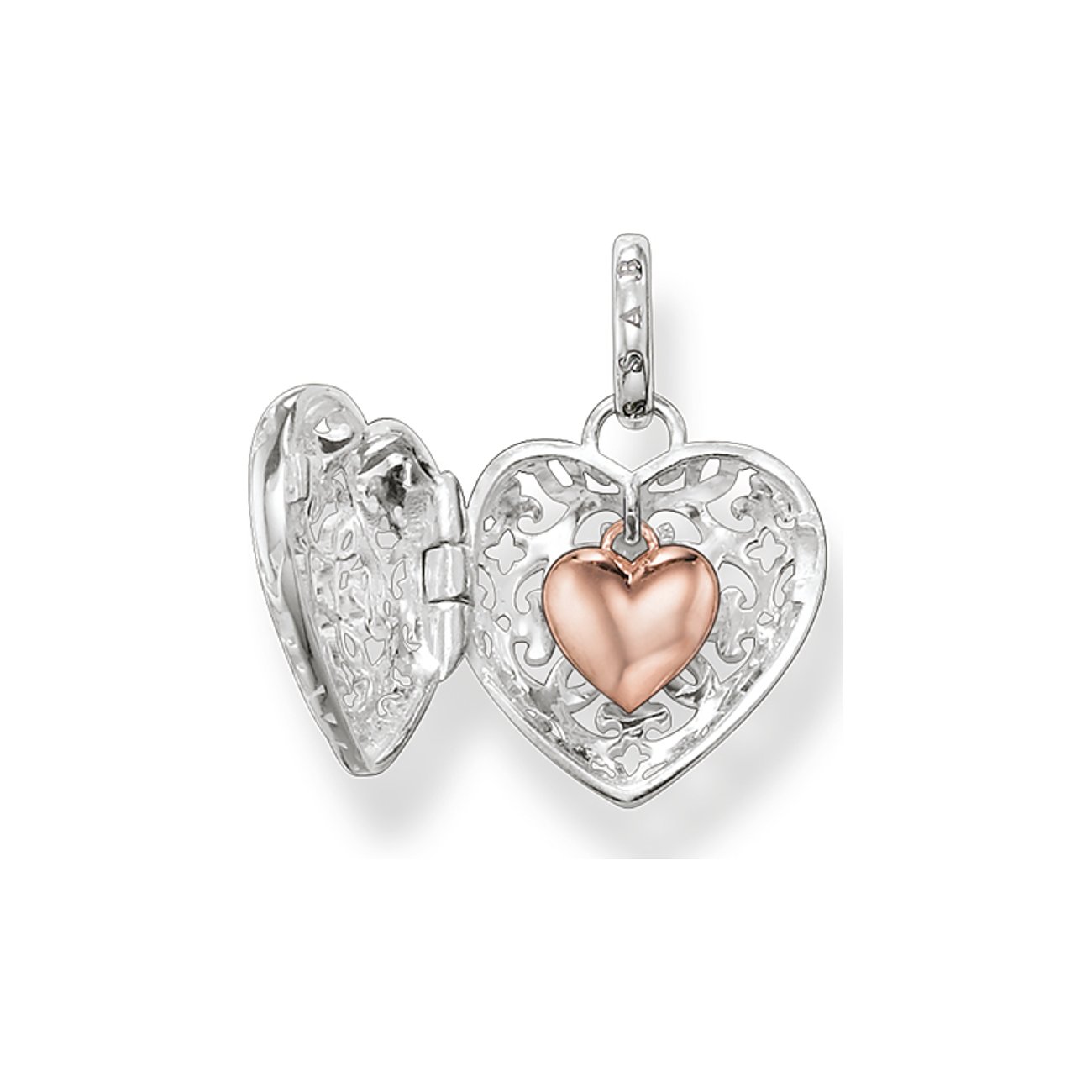 Thomas Sabo Sterling Silver Heart Locket with Rose Gold Plated Heart Necklace PE704-415-12