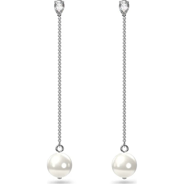 Swarovski Rhodium Plated Crystal Pearls Treasure Earrings 5563290
