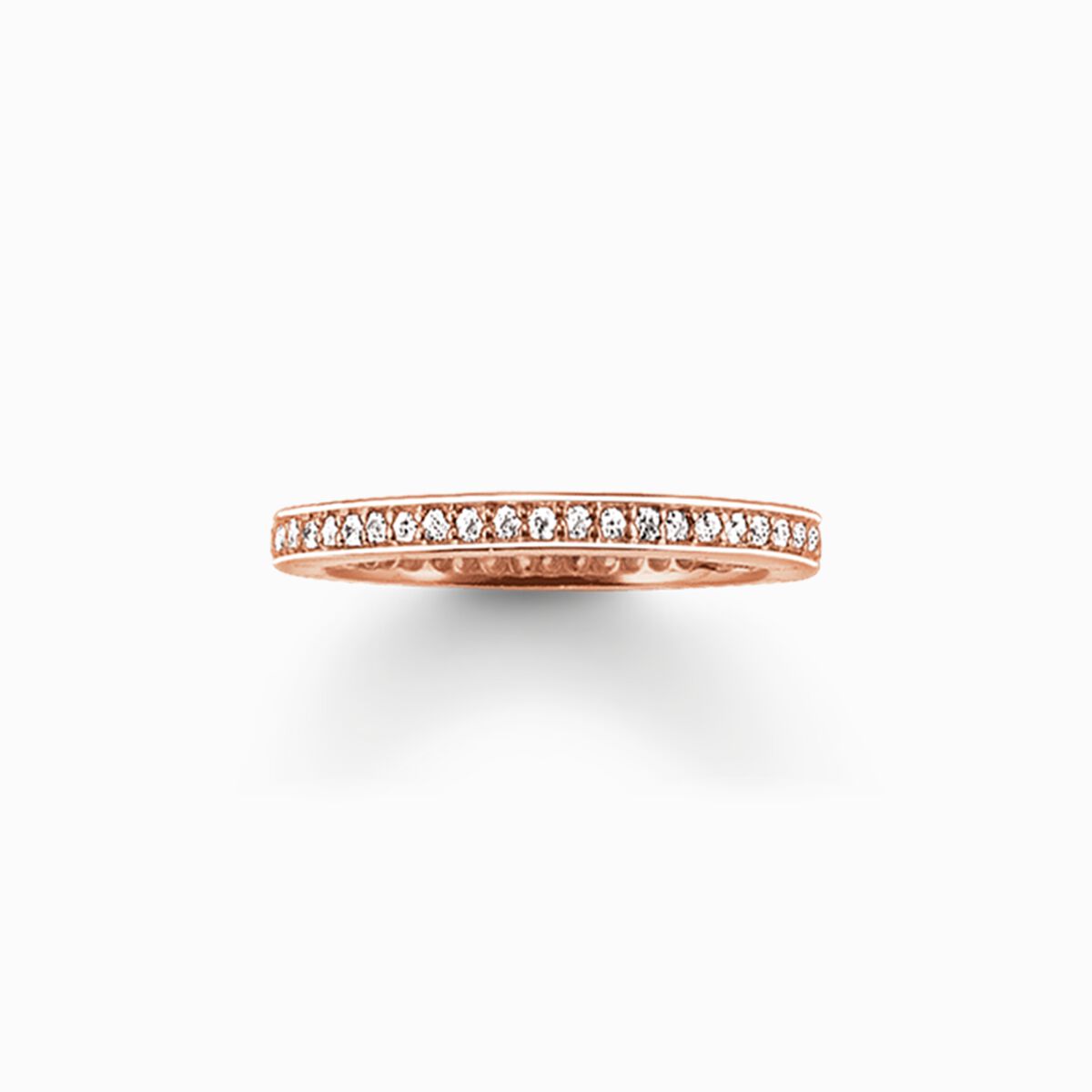 Thomas Sabo Sterling Silver Cubic Zirconia Rose Gold Plated Eternity Pavé Ring TR1983-416-14-60