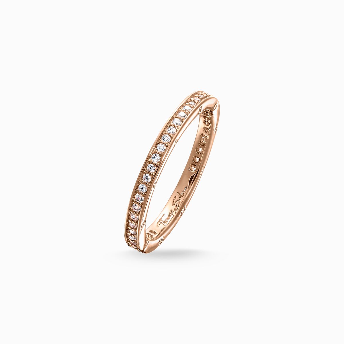 Thomas Sabo Sterling Silver Cubic Zirconia Rose Gold Plated Eternity Pavé Ring TR1983-416-14-60