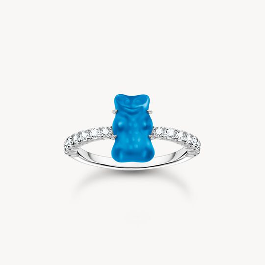 Thomas Sabo HARIBO Sterling Silver Ring with Blue Mini Sized Goldbears & Zirconia TR2459-052-1