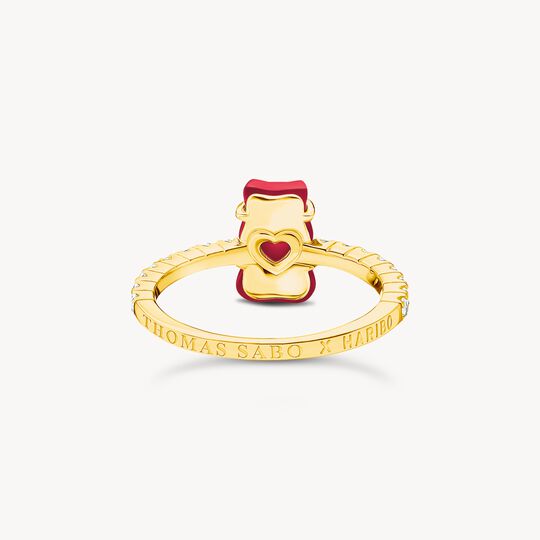 Thomas Sabo HARIBO Sterling Silver Gold-plated Ring with Red Mini Sized Goldbears & Zirconia TR2459-414-10