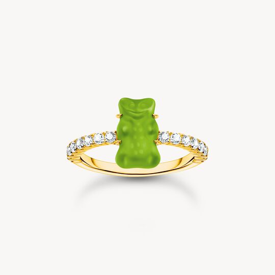 Thomas Sabo HARIBO Sterling Silver Gold-plated Ring with Red Mini Sized Goldbears & Zirconia TR2459-414-6)
