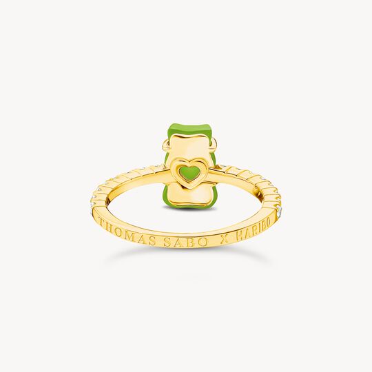 Thomas Sabo HARIBO Sterling Silver Gold-plated Ring with Red Mini Sized Goldbears & Zirconia TR2459-414-6)