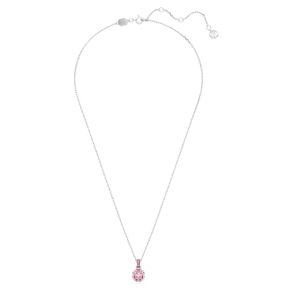 Swarovski Birthstone pendant Square cut, October, Pink, Rhodium plated 5651791