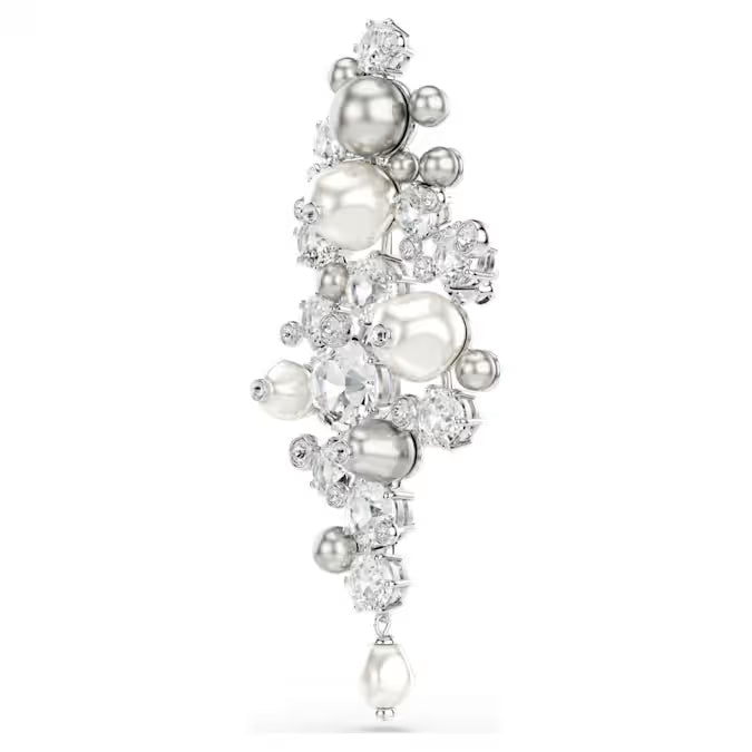 Swarovski Constella Brooch Crystal Pearl, Round Cut, White, Rhodium Plated 5722516