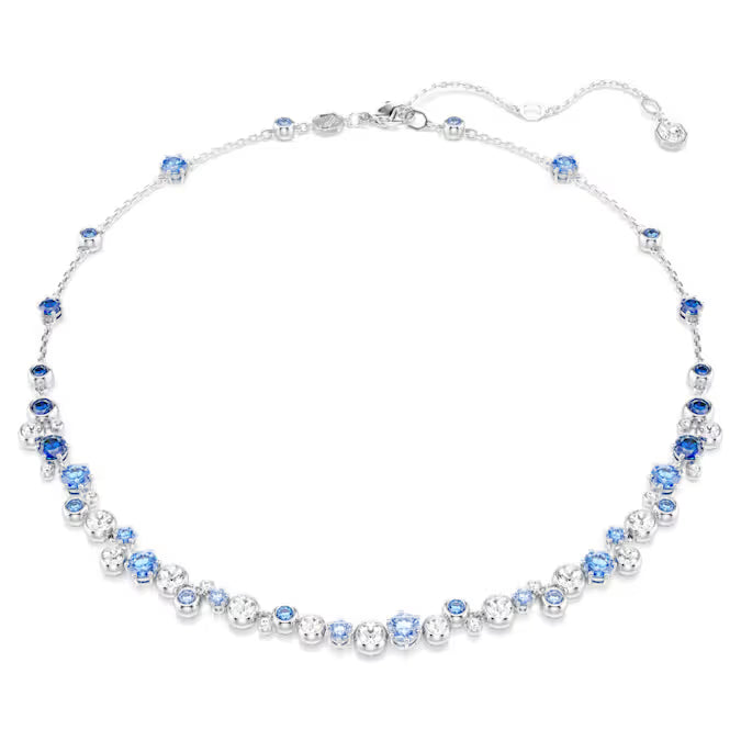 Swarovski Constella necklace Mixed cuts, Blue, Rhodium plated 5732255