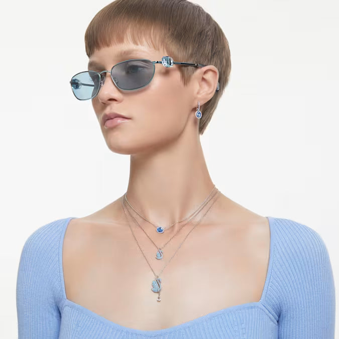 Swarovski Constella necklace Oval cut, Blue, Rhodium plated 5671809