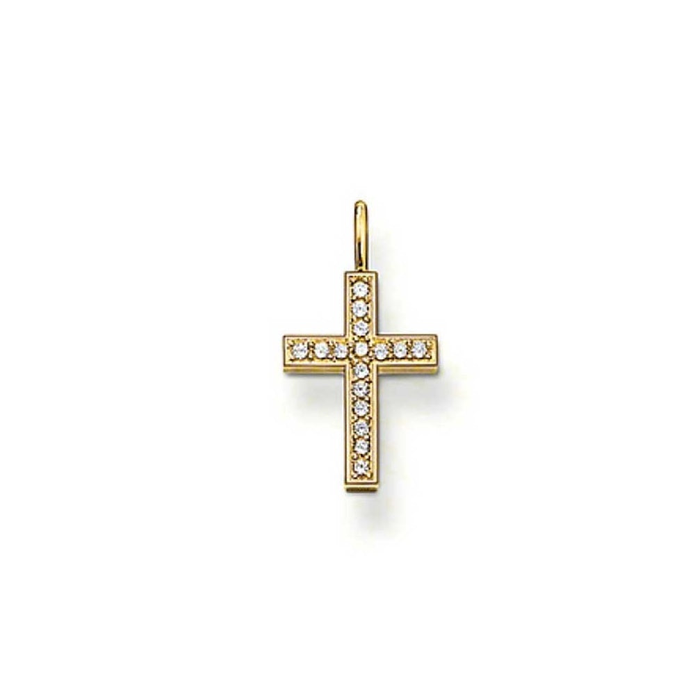Thomas Sabo Glam And Soul Sterling Silver Cubic Zirconia 18K Gold Plated Cross Pendant PE434-414-14