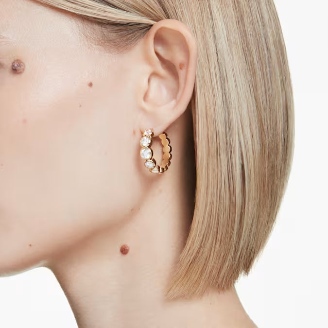 Swarovski Imber Hoop Earrings Round cut, White, Gold-Tone Plated 5711483