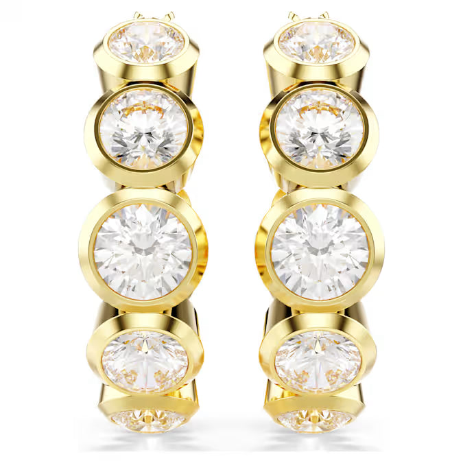 Swarovski Imber Hoop Earrings Round cut, White, Gold-Tone Plated 5711483
