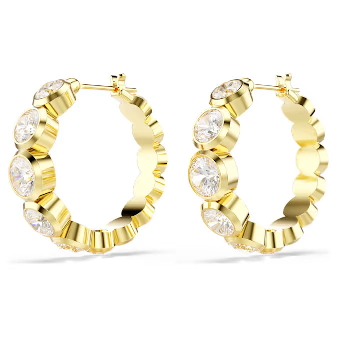 Swarovski Imber Hoop Earrings Round cut, White, Gold-Tone Plated 5711483