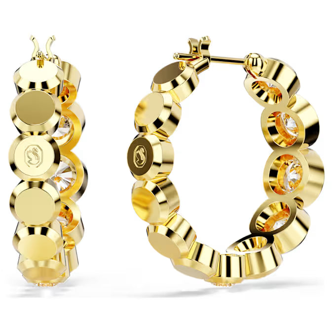 Swarovski Imber Hoop Earrings Round cut, White, Gold-Tone Plated 5711483