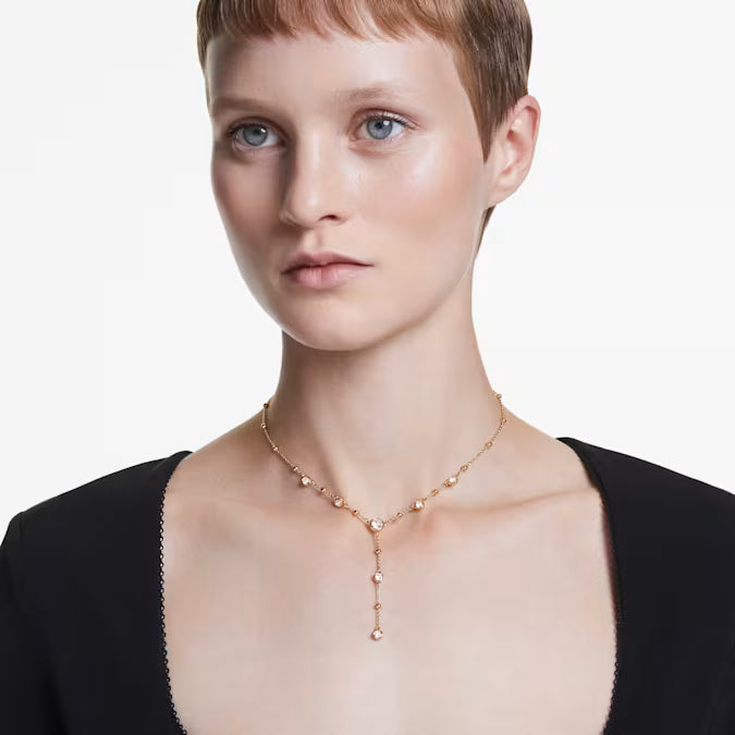 Swarovski Imber Y Necklace Round Cut, White, Gold-Tone Plated 5684510