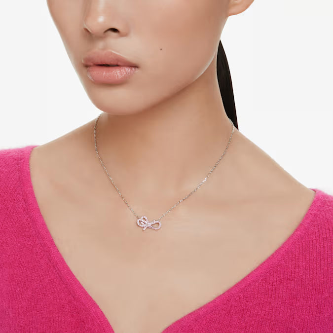 Swarovski Lifelong Bow Pendant Bow, Pink, Rhodium Plated 5723556