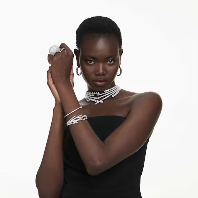 Swarovski Matrix Bangle Mixed Cuts, White, Rhodium Plated 5726294