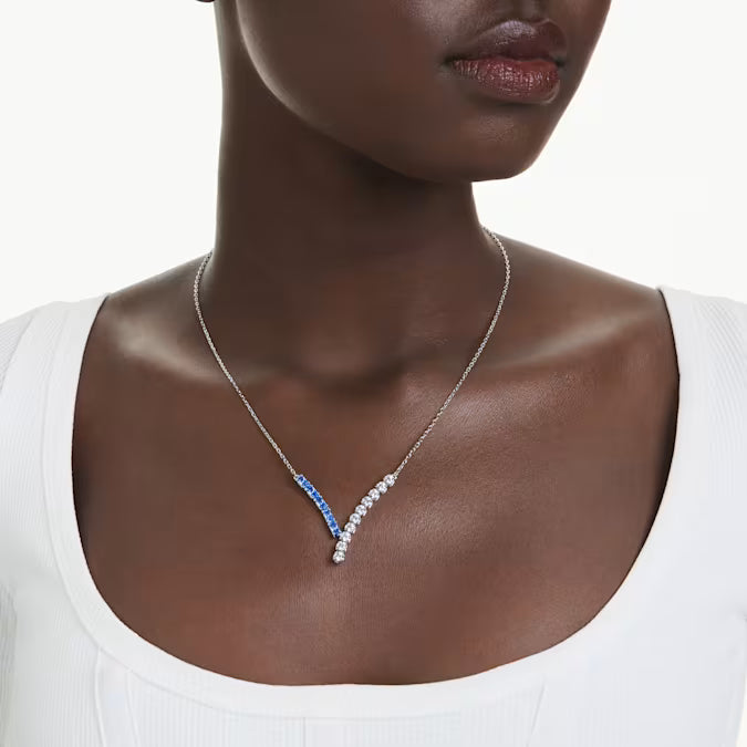 Swarovski Matrix Pendant Mixed Cuts, Blue, Rhodium Plated 5732265