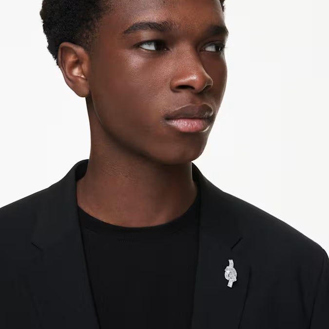 Swarovski Matrix Tack Pin Baguette Cut, Knot, White, Rhodium Plated 5731102