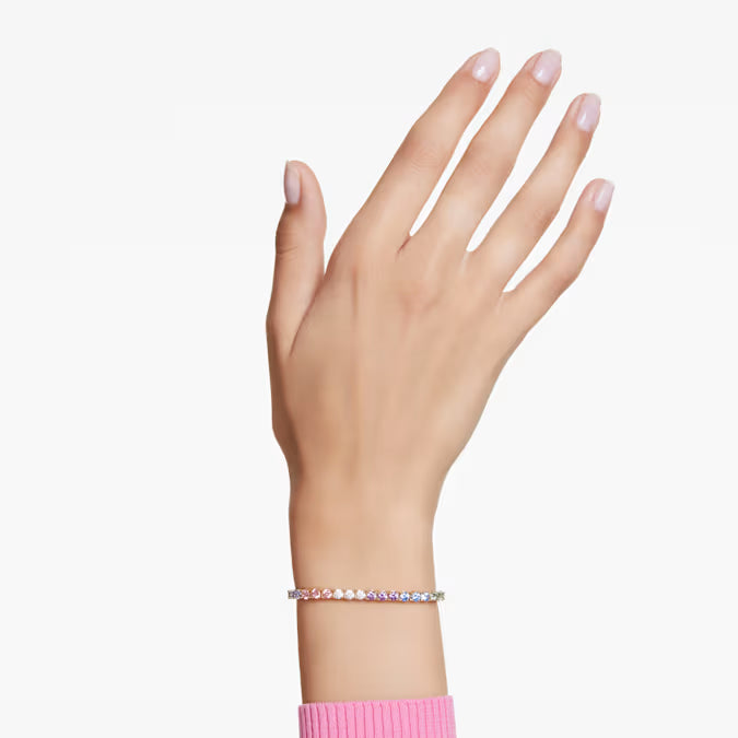 Swarovski Matrix Tennis Bracelet Round Cut, Multicoloured, Gold-Tone Plated 5685691