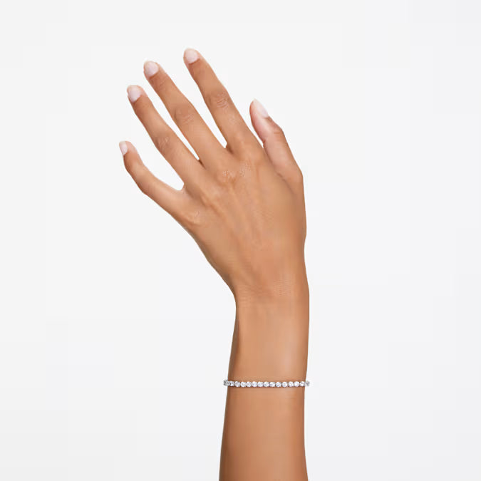 Swarovski Matrix Tennis Bracelet Round Cut, White, Rhodium Plated 5648938