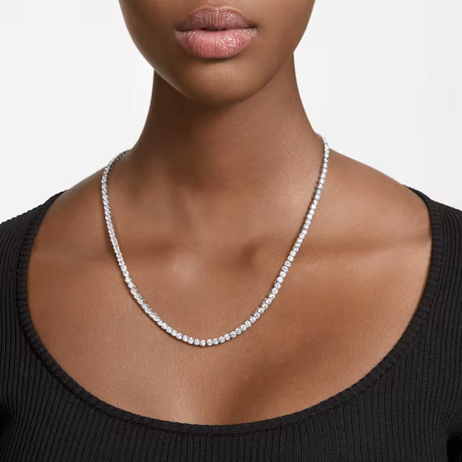 Swarovski Matrix Tennis Necklace Round Cut, White, Rhodium Plated 5681801