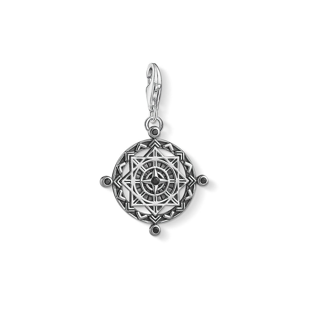 Thomas Sabo Sterling Silver Black C.Z. Disc Vintage Compass Charm 1712-643-11
