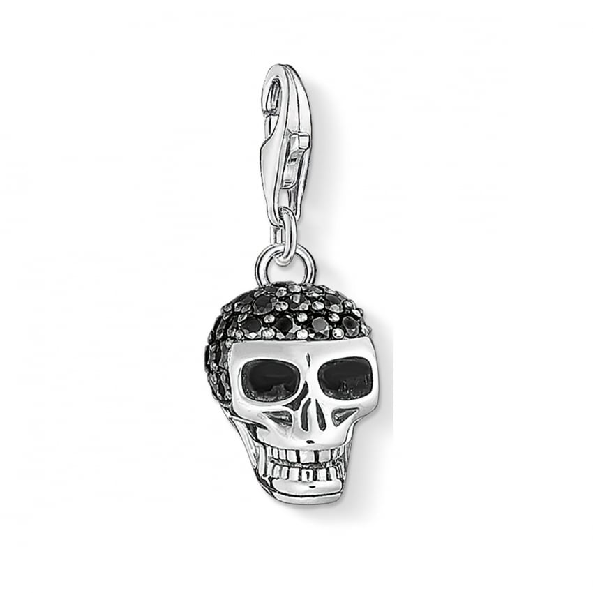 Thomas Sabo Sterling Silver & Black C.Z Pave Skull Charm 1547-643-11