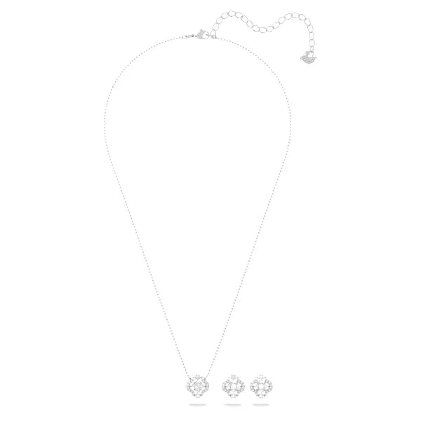 Swarovski Una set Mixed cuts, Clover, White, Rhodium plated 5642929
