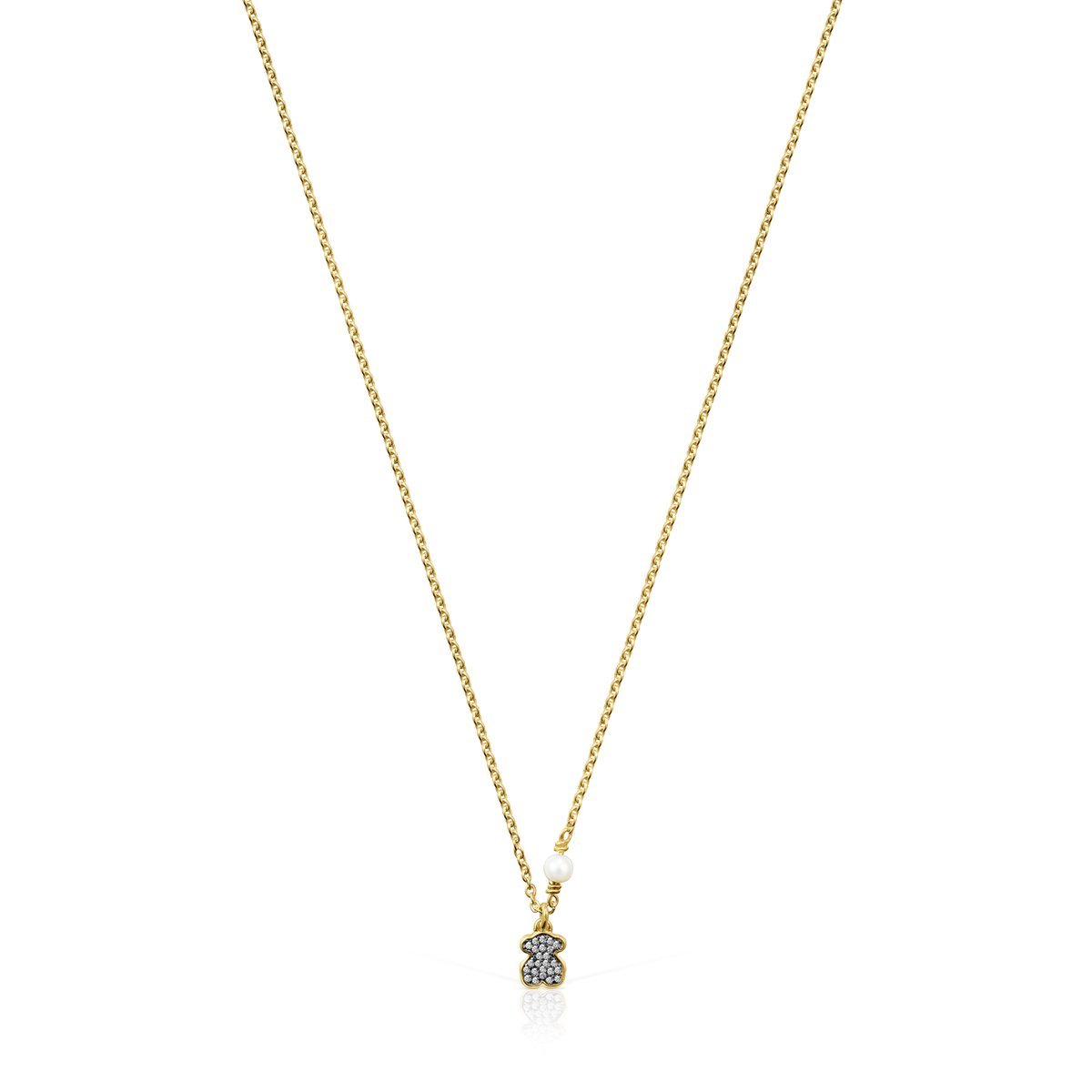 Tous Nocturne bear Necklace in Gold Vermeil with Diamonds and Pearl 918442590