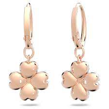 Latisha hoop earrings Flower, White, Rose gold-tone plated 5636517