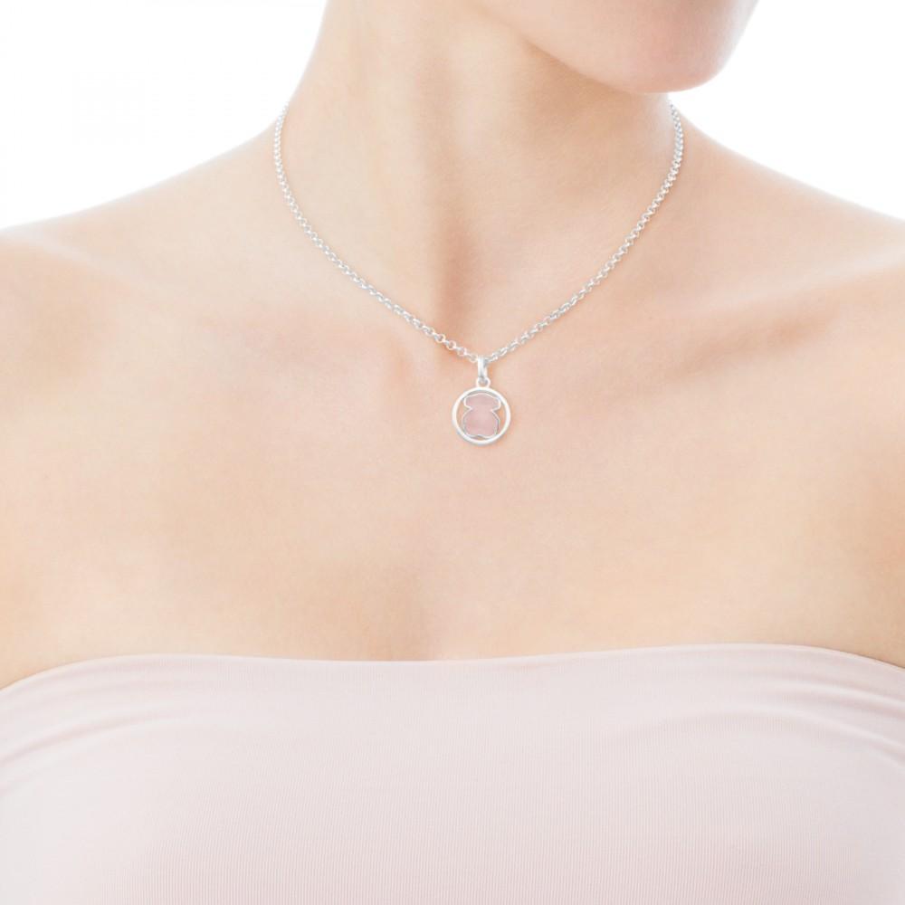 Tous Silver Camille Pendant with Rose Quartz 712164660